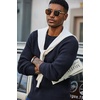 image:imageCOOFANDY Mens Sweater Crewneck Pullover Waffle Knit Long Sleeve Sweaters  Crewneck Classic Design Waffle Knit Textured Raglan Long Sleeve Soft Warm Comfort Durable Thick Stretch Regular FitDark Blue
