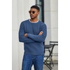 image:imageCOOFANDY Mens Sweater Crewneck Pullover Waffle Knit Long Sleeve Sweaters  Crewneck Classic Design Waffle Knit Textured Raglan Long Sleeve Soft Warm Comfort Durable Thick Stretch Regular FitDenim Blue