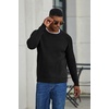 image:imageCOOFANDY Mens Sweater Crewneck Pullover Waffle Knit Long Sleeve Sweaters  Crewneck Classic Design Waffle Knit Textured Raglan Long Sleeve Soft Warm Comfort Durable Thick Stretch Regular FitBlack
