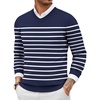 image:imageCOOFANDY Mens Casual V Neck Sweater Knit Slim Fit Long Sleeve Pullover Top  Fall Winter Fashion Llightweight Soft Solid Casual Business Classic and Vintage Ribbed Hem Ribbed CuffNavywhite