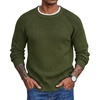 image:imageCOOFANDY Mens Sweater Crewneck Pullover Waffle Knit Long Sleeve Sweaters  Crewneck Classic Design Waffle Knit Textured Raglan Long Sleeve Soft Warm Comfort Durable Thick Stretch Regular FitArmy Green