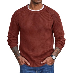 image:imageCOOFANDY Mens Sweater Crewneck Pullover Waffle Knit Long Sleeve Sweaters  Crewneck Classic Design Waffle Knit Textured Raglan Long Sleeve Soft Warm Comfort Durable Thick Stretch Regular FitWine Red