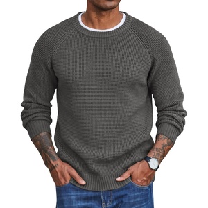 image:imageCOOFANDY Mens Sweater Crewneck Pullover Waffle Knit Long Sleeve Sweaters  Crewneck Classic Design Waffle Knit Textured Raglan Long Sleeve Soft Warm Comfort Durable Thick Stretch Regular FitDark Grey