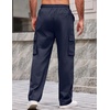 image:imageCOOFANDY Men Casual Cargo Pants Hiking Joggers Sweatpant with Multi Pockets  Stretch Cotton Fabric Skin Friendly Outdoor Sweat Pant Elastic Waist Straight Leg Trousers Relaxed Fit LightweightDark Blue