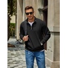 image:imageCOOFANDY Men Quarter Zip Pullover Sweatshirts Casual 14 Zip Sweater Polo  Stand Collared Long Sleeve Mock Neck Pullovers Formal Dress Fleece Thermal Tops Athletic Quilted Sweatshirt Relaxed FitBlack