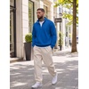 image:imageCOOFANDY Men Quarter Zip Pullover Sweatshirts Casual 14 Zip Sweater Polo  Stand Collared Long Sleeve Mock Neck Pullovers Formal Dress Fleece Thermal Tops Athletic Quilted Sweatshirt Relaxed FitSky Blue