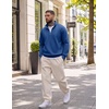 image:imageCOOFANDY Men Quarter Zip Pullover Sweatshirts Casual 14 Zip Sweater Polo  Stand Collared Long Sleeve Mock Neck Pullovers Formal Dress Fleece Thermal Tops Athletic Quilted Sweatshirt Relaxed FitBlue