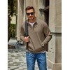 image:imageCOOFANDY Men Quarter Zip Pullover Sweatshirts Casual 14 Zip Sweater Polo  Stand Collared Long Sleeve Mock Neck Pullovers Formal Dress Fleece Thermal Tops Athletic Quilted Sweatshirt Relaxed FitGrey Brown