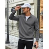 image:imageCOOFANDY Men Quarter Zip Pullover Sweatshirts Casual 14 Zip Sweater Polo  Stand Collared Long Sleeve Mock Neck Pullovers Formal Dress Fleece Thermal Tops Athletic Quilted Sweatshirt Relaxed FitGrey