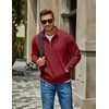 image:imageCOOFANDY Men Quarter Zip Pullover Sweatshirts Casual 14 Zip Sweater Polo  Stand Collared Long Sleeve Mock Neck Pullovers Formal Dress Fleece Thermal Tops Athletic Quilted Sweatshirt Relaxed FitWine Red