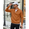 image:imageCOOFANDY Men Quarter Zip Pullover Sweatshirts Casual 14 Zip Sweater Polo  Stand Collared Long Sleeve Mock Neck Pullovers Formal Dress Fleece Thermal Tops Athletic Quilted Sweatshirt Relaxed FitLight Brown