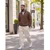 image:imageCOOFANDY Men Quarter Zip Pullover Sweatshirts Casual 14 Zip Sweater Polo  Stand Collared Long Sleeve Mock Neck Pullovers Formal Dress Fleece Thermal Tops Athletic Quilted Sweatshirt Relaxed FitBrown