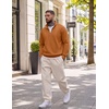 image:imageCOOFANDY Men Quarter Zip Pullover Sweatshirts Casual 14 Zip Sweater Polo  Stand Collared Long Sleeve Mock Neck Pullovers Formal Dress Fleece Thermal Tops Athletic Quilted Sweatshirt Relaxed FitLight Brown