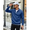 image:imageCOOFANDY Men Quarter Zip Pullover Sweatshirts Casual 14 Zip Sweater Polo  Stand Collared Long Sleeve Mock Neck Pullovers Formal Dress Fleece Thermal Tops Athletic Quilted Sweatshirt Relaxed FitBlue
