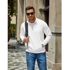image:imageCOOFANDY Men Quarter Zip Pullover Sweatshirts Casual 14 Zip Sweater Polo  Stand Collared Long Sleeve Mock Neck Pullovers Formal Dress Fleece Thermal Tops Athletic Quilted Sweatshirt Relaxed FitWhite
