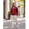 image:imageCOOFANDY Men Quarter Zip Pullover Sweatshirts Casual 14 Zip Sweater Polo  Stand Collared Long Sleeve Mock Neck Pullovers Formal Dress Fleece Thermal Tops Athletic Quilted Sweatshirt Relaxed FitWine Red