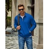 image:imageCOOFANDY Men Quarter Zip Pullover Sweatshirts Casual 14 Zip Sweater Polo  Stand Collared Long Sleeve Mock Neck Pullovers Formal Dress Fleece Thermal Tops Athletic Quilted Sweatshirt Relaxed FitSky Blue