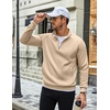 image:imageCOOFANDY Men Quarter Zip Pullover Sweatshirts Casual 14 Zip Sweater Polo  Stand Collared Long Sleeve Mock Neck Pullovers Formal Dress Fleece Thermal Tops Athletic Quilted Sweatshirt Relaxed FitLight Khaki