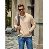 image:imageCOOFANDY Men Quarter Zip Pullover Sweatshirts Casual 14 Zip Sweater Polo  Stand Collared Long Sleeve Mock Neck Pullovers Formal Dress Fleece Thermal Tops Athletic Quilted Sweatshirt Relaxed FitLight Khaki
