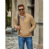 image:imageCOOFANDY Men Quarter Zip Pullover Sweatshirts Casual 14 Zip Sweater Polo  Stand Collared Long Sleeve Mock Neck Pullovers Formal Dress Fleece Thermal Tops Athletic Quilted Sweatshirt Relaxed FitCamel