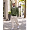 image:imageCOOFANDY Men Quarter Zip Pullover Sweatshirts Casual 14 Zip Sweater Polo  Stand Collared Long Sleeve Mock Neck Pullovers Formal Dress Fleece Thermal Tops Athletic Quilted Sweatshirt Relaxed FitArmy Green