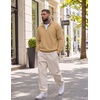 image:imageCOOFANDY Men Quarter Zip Pullover Sweatshirts Casual 14 Zip Sweater Polo  Stand Collared Long Sleeve Mock Neck Pullovers Formal Dress Fleece Thermal Tops Athletic Quilted Sweatshirt Relaxed FitCamel