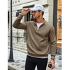 image:imageCOOFANDY Men Quarter Zip Pullover Sweatshirts Casual 14 Zip Sweater Polo  Stand Collared Long Sleeve Mock Neck Pullovers Formal Dress Fleece Thermal Tops Athletic Quilted Sweatshirt Relaxed FitGrey Brown