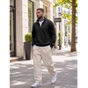 image:imageCOOFANDY Men Quarter Zip Pullover Sweatshirts Casual 14 Zip Sweater Polo  Stand Collared Long Sleeve Mock Neck Pullovers Formal Dress Fleece Thermal Tops Athletic Quilted Sweatshirt Relaxed FitBlack
