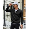 image:imageCOOFANDY Men Quarter Zip Pullover Sweatshirts Casual 14 Zip Sweater Polo  Stand Collared Long Sleeve Mock Neck Pullovers Formal Dress Fleece Thermal Tops Athletic Quilted Sweatshirt Relaxed FitBlack
