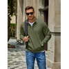 image:imageCOOFANDY Men Quarter Zip Pullover Sweatshirts Casual 14 Zip Sweater Polo  Stand Collared Long Sleeve Mock Neck Pullovers Formal Dress Fleece Thermal Tops Athletic Quilted Sweatshirt Relaxed FitArmy Green