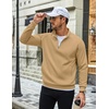 image:imageCOOFANDY Men Quarter Zip Pullover Sweatshirts Casual 14 Zip Sweater Polo  Stand Collared Long Sleeve Mock Neck Pullovers Formal Dress Fleece Thermal Tops Athletic Quilted Sweatshirt Relaxed FitCamel