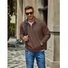 image:imageCOOFANDY Men Quarter Zip Pullover Sweatshirts Casual 14 Zip Sweater Polo  Stand Collared Long Sleeve Mock Neck Pullovers Formal Dress Fleece Thermal Tops Athletic Quilted Sweatshirt Relaxed FitBrown