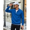 image:imageCOOFANDY Men Quarter Zip Pullover Sweatshirts Casual 14 Zip Sweater Polo  Stand Collared Long Sleeve Mock Neck Pullovers Formal Dress Fleece Thermal Tops Athletic Quilted Sweatshirt Relaxed FitSky Blue