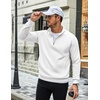 image:imageCOOFANDY Men Quarter Zip Pullover Sweatshirts Casual 14 Zip Sweater Polo  Stand Collared Long Sleeve Mock Neck Pullovers Formal Dress Fleece Thermal Tops Athletic Quilted Sweatshirt Relaxed FitWhite