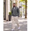 image:imageCOOFANDY Men Quarter Zip Pullover Sweatshirts Casual 14 Zip Sweater Polo  Stand Collared Long Sleeve Mock Neck Pullovers Formal Dress Fleece Thermal Tops Athletic Quilted Sweatshirt Relaxed FitGrey