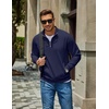 image:imageCOOFANDY Men Quarter Zip Pullover Sweatshirts Casual 14 Zip Sweater Polo  Stand Collared Long Sleeve Mock Neck Pullovers Formal Dress Fleece Thermal Tops Athletic Quilted Sweatshirt Relaxed FitDark Blue