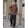 image:imageCOOFANDY Men Quarter Zip Pullover Sweatshirts Casual 14 Zip Sweater Polo  Stand Collared Long Sleeve Mock Neck Pullovers Formal Dress Fleece Thermal Tops Athletic Quilted Sweatshirt Relaxed FitBrown
