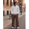 image:imageCOOFANDY Mens Casual Baggy Sweatpants Cotton Wide Leg Drawstring Pants  Fleece Lined Side Pleat Design Elastic Waistband Loose Fit Street Style Warm Fall and Winter Fashion Sides PocketsBrown