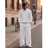 image:imageCOOFANDY Mens Casual Baggy Sweatpants Cotton Wide Leg Drawstring Pants  Fleece Lined Side Pleat Design Elastic Waistband Loose Fit Street Style Warm Fall and Winter Fashion Sides PocketsWhite