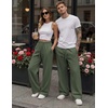 image:imageCOOFANDY Mens Casual Baggy Sweatpants Cotton Wide Leg Drawstring Pants  Fleece Lined Side Pleat Design Elastic Waistband Loose Fit Street Style Warm Fall and Winter Fashion Sides PocketsDark Green