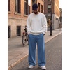 image:imageCOOFANDY Mens Casual Baggy Sweatpants Cotton Wide Leg Drawstring Pants  Fleece Lined Side Pleat Design Elastic Waistband Loose Fit Street Style Warm Fall and Winter Fashion Sides PocketsBlue