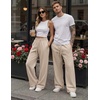 image:imageCOOFANDY Mens Casual Baggy Sweatpants Cotton Wide Leg Drawstring Pants  Fleece Lined Side Pleat Design Elastic Waistband Loose Fit Street Style Warm Fall and Winter Fashion Sides PocketsBeige
