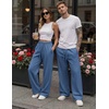 image:imageCOOFANDY Mens Casual Baggy Sweatpants Cotton Wide Leg Drawstring Pants  Fleece Lined Side Pleat Design Elastic Waistband Loose Fit Street Style Warm Fall and Winter Fashion Sides PocketsBlue