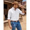 image:imageCOOFANDY Mens Western Cowboy Shirts Casual Button Down Shirt Long Sleeve  Lightweight2 Pocket with Pen HoldSuit for Country WeddingCowboyThemed PartyCostume BallMusic FestivalDinneror WorkWhite