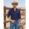 image:imageCOOFANDY Mens Western Cowboy Shirts Casual Button Down Shirt Long Sleeve  Lightweight2 Pocket with Pen HoldSuit for Country WeddingCowboyThemed PartyCostume BallMusic FestivalDinneror WorkNavy Blue
