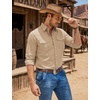 image:imageCOOFANDY Mens Western Cowboy Shirts Casual Button Down Shirt Long Sleeve  Lightweight2 Pocket with Pen HoldSuit for Country WeddingCowboyThemed PartyCostume BallMusic FestivalDinneror WorkKhaki