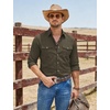 image:imageCOOFANDY Mens Western Cowboy Shirts Casual Button Down Shirt Long Sleeve  Lightweight2 Pocket with Pen HoldSuit for Country WeddingCowboyThemed PartyCostume BallMusic FestivalDinneror WorkDark Green