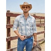 image:imageCOOFANDY Mens Western Cowboy Shirts Casual Button Down Shirt Long Sleeve  Lightweight2 Pocket with Pen HoldSuit for Country WeddingCowboyThemed PartyCostume BallMusic FestivalDinneror WorkLight Blue Plaid