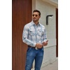 image:imageCOOFANDY Mens Western Cowboy Shirts Casual Button Down Shirt Long Sleeve  Lightweight2 Pocket with Pen HoldSuit for Country WeddingCowboyThemed PartyCostume BallMusic FestivalDinneror WorkLight Blue Plaid