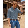 image:imageCOOFANDY Mens Western Cowboy Shirts Casual Button Down Shirt Long Sleeve  Lightweight2 Pocket with Pen HoldSuit for Country WeddingCowboyThemed PartyCostume BallMusic FestivalDinneror WorkGrey Blue